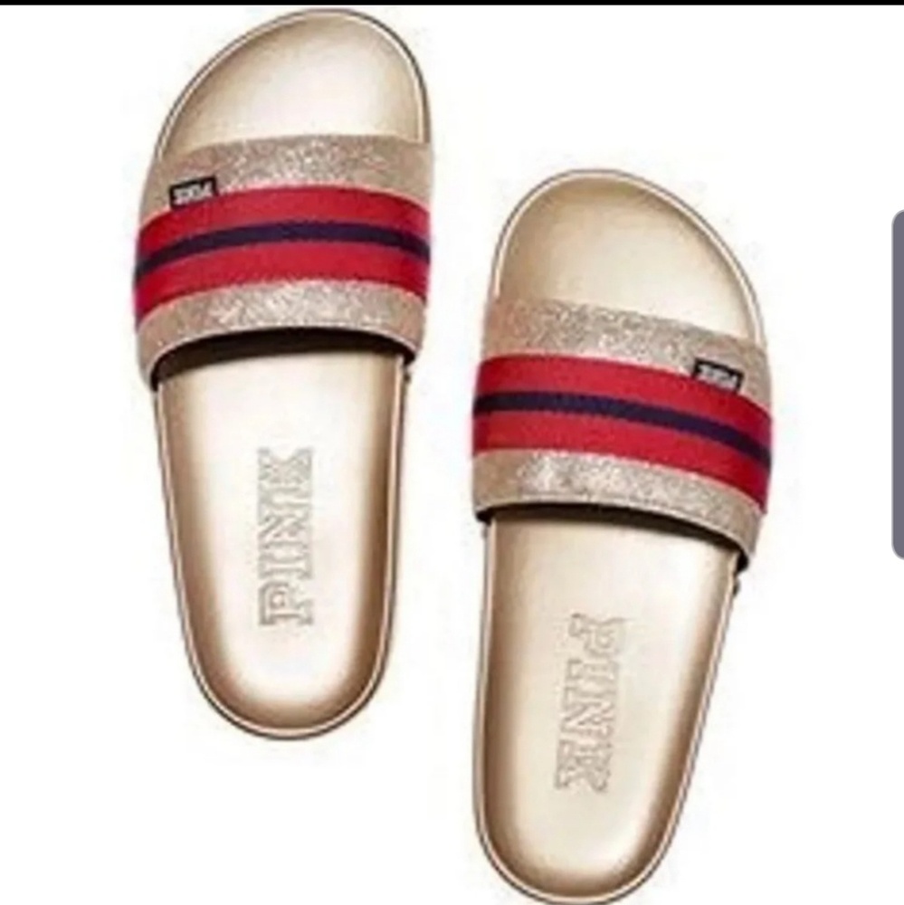 RARE HTF VS Pink Gold Slides Sandals *deadstock